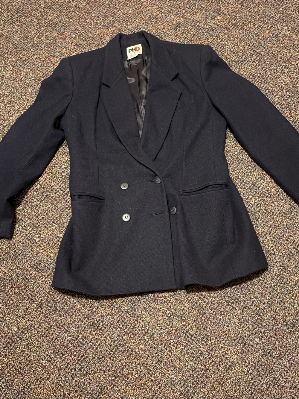 Vintage Paul Harris Design PHD Navy Black Double Breasted Blazer Size S